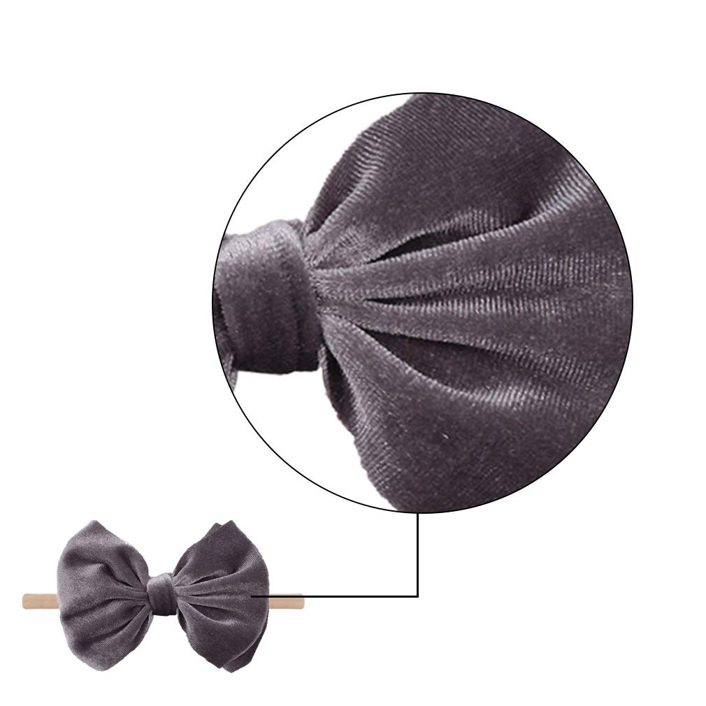 Yanjie Baby Leopard Velvet Bow Headbands - 3 Pack Cotton Nylon Headband Baby Photography Hair Bow (4.5 Black-Velvet)