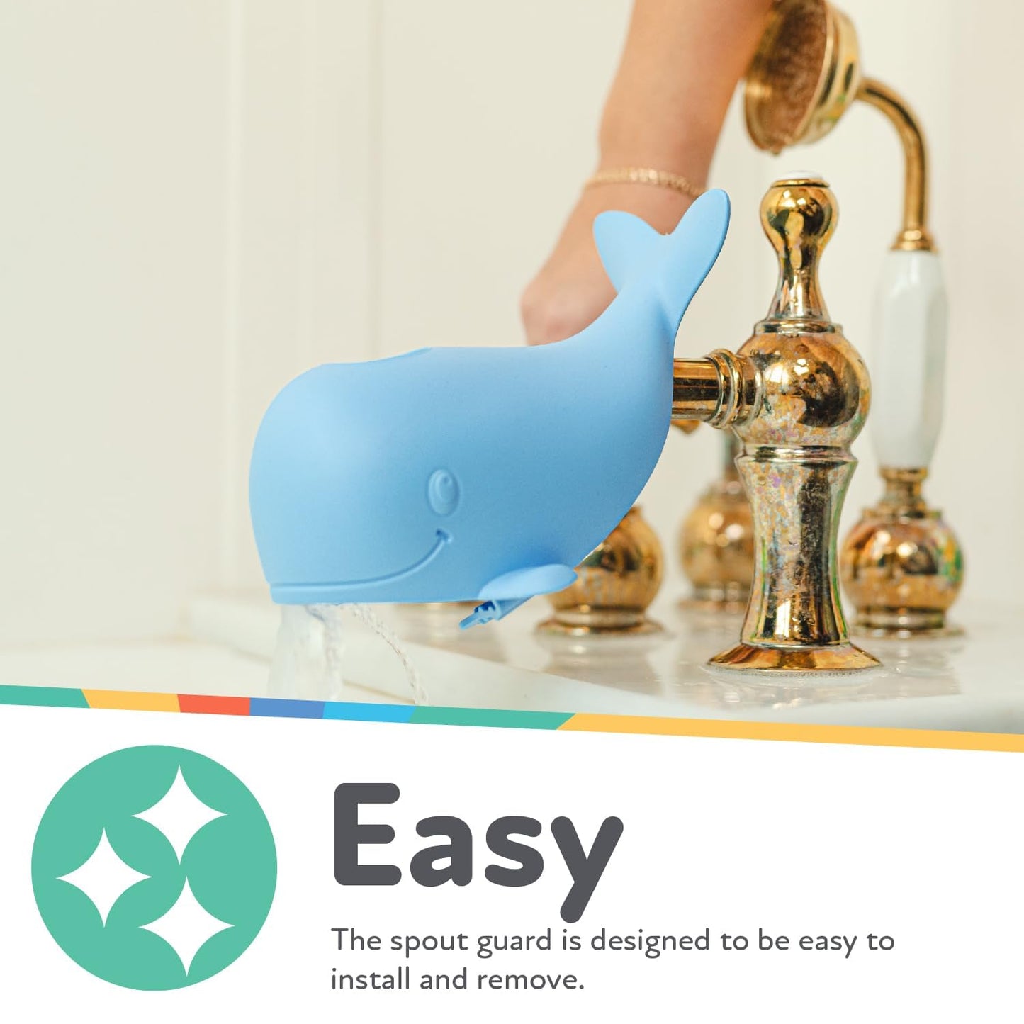 Nuby Bathtub Safety Spout Guard - Compatible With Most Standard Faucets - Bath Toys - Whale