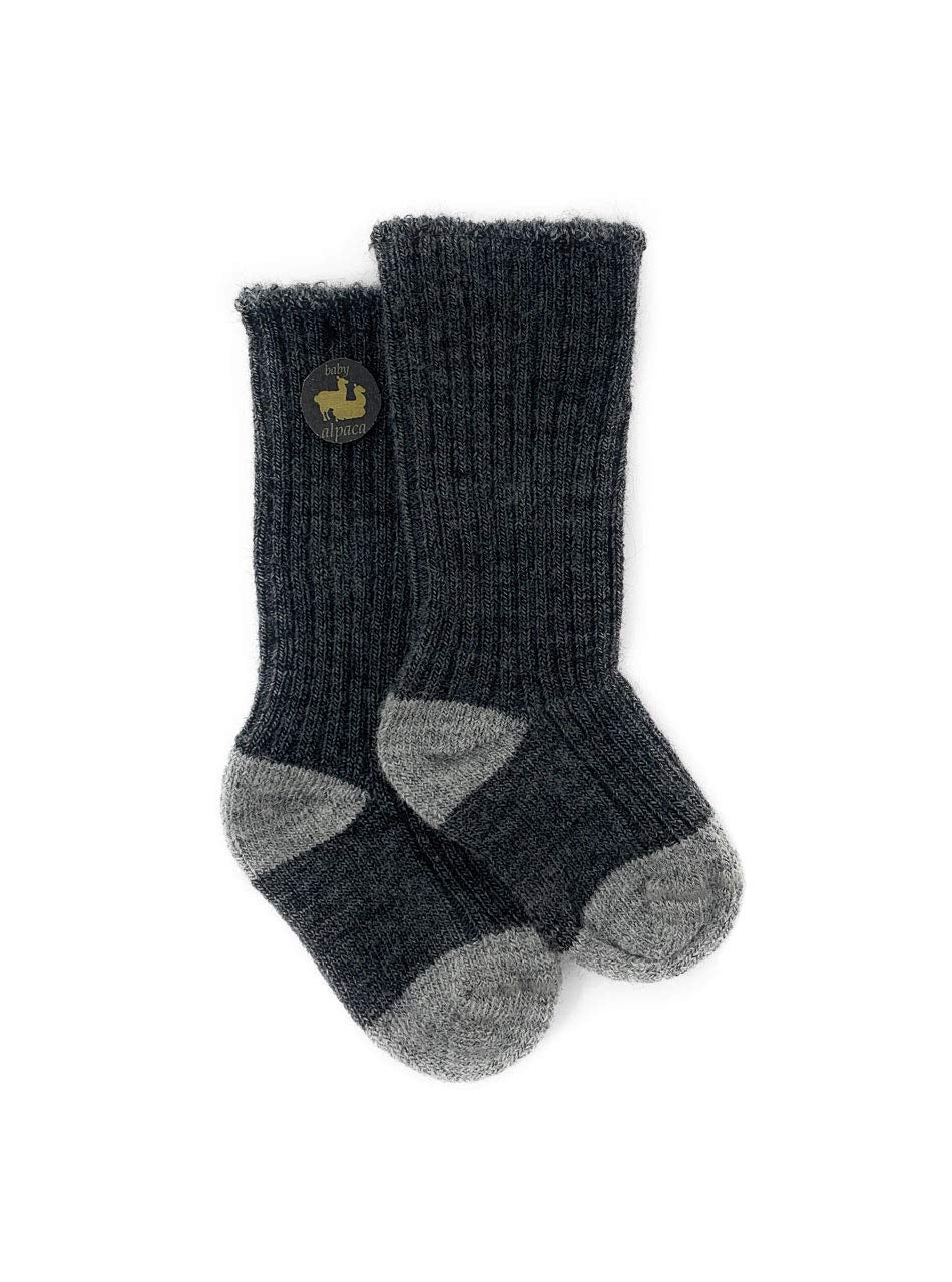 Warrior Alpaca Socks | Baby & Toddler Socks | Baby Alpaca Wool | Unisex (0-3 Months, Gray/Silver)