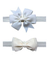 2Pc/Set Baby Girls Grosgrain Ribbon Hairband Set Ribbon Bows Hair Tie Headband Jb10 (17-White)