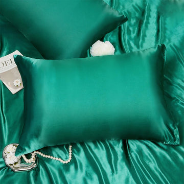 2 Pack Toddler Pillow Cover Dark Green Travel Pillowcase Breathable Silky Soft Baby Pillow Cases 14X20 Kids Satin Pillowcase Env