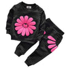 Toddler Baby Girls Sunflower Clothes Set Long Sleeve Top And Pants 2Pcs Outfits Fall Clothes (Black,Age 2T)