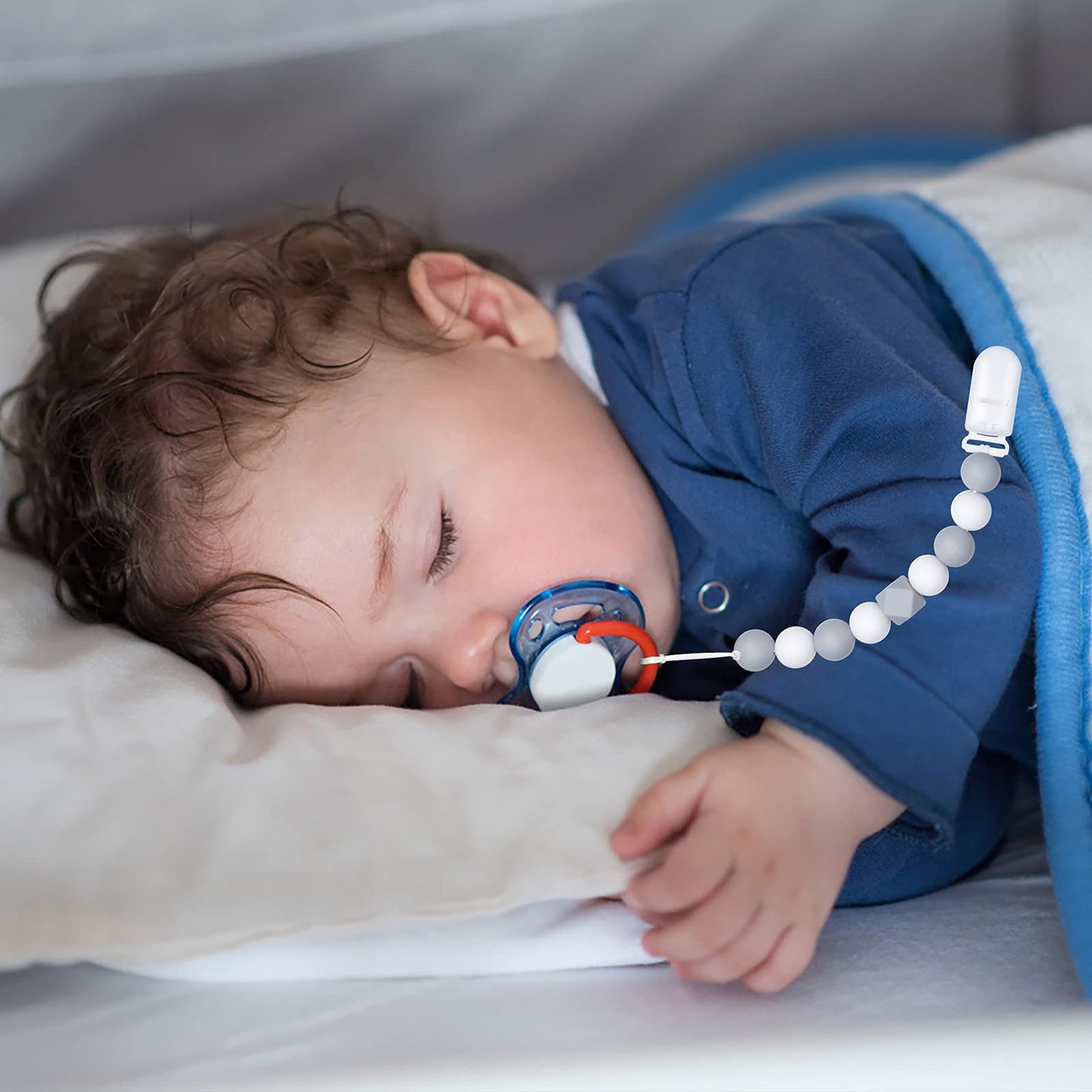 Pacifier Clip For Baby Boys And Girls Birthday Gift 2 Pack Gray