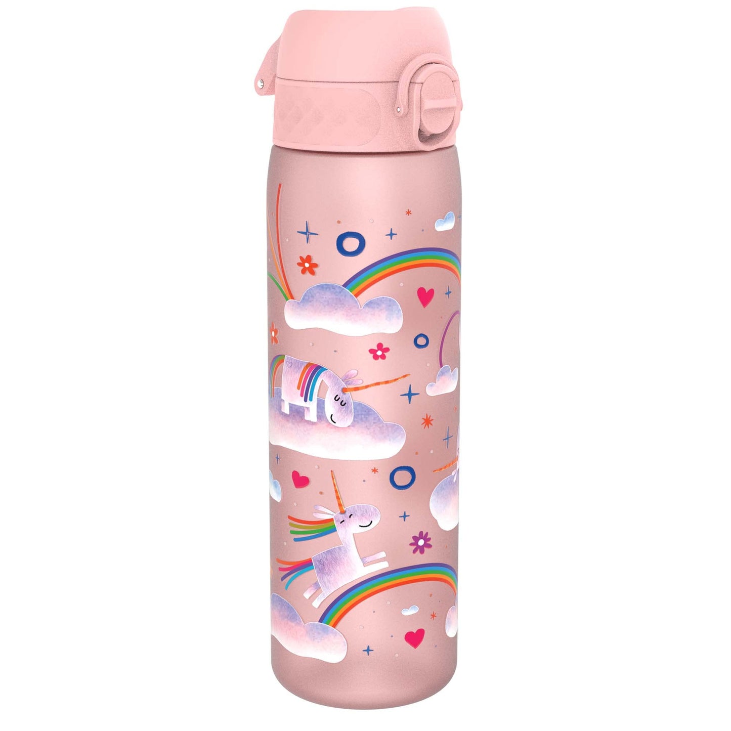 Ion8 Water Bottle, 500 ml/18 oz, Leak Proof, Easy to Open, Secure Lock, Dishwasher Safe, BPA Free, Flip Cover, Carry Handle, Eas