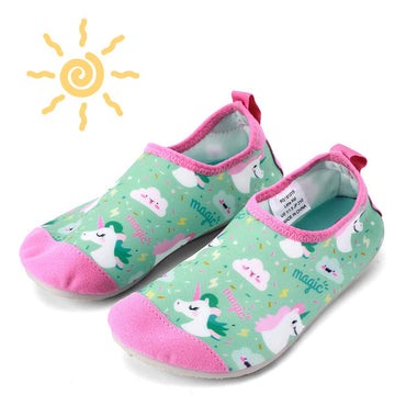Hiitave Kids Water Shoes Non-Slip Quick Dry Swim Barefoot Beach Aqua Pool Socks For Boys & Girls Toddler Pink/Unicorn 3.5-4 M Us