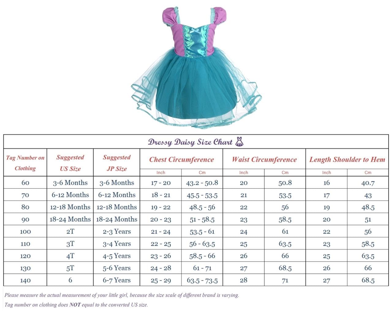 Dressy Daisy Princess Mermaid Costumes Birthday Fancy Party Dresses Up for Baby Girls with Accessories Size 6-12 Months 108