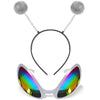 Silver Alien Headband Alien Glasses Set Boppers Antenna Headband Rainbow Lens Sunglasses For Alien Theme Halloween Cosplay Party