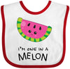Inktastic I 'M 1 In A Melon Cute Smiling Watermelon Baby Bib White And Red 288Ac