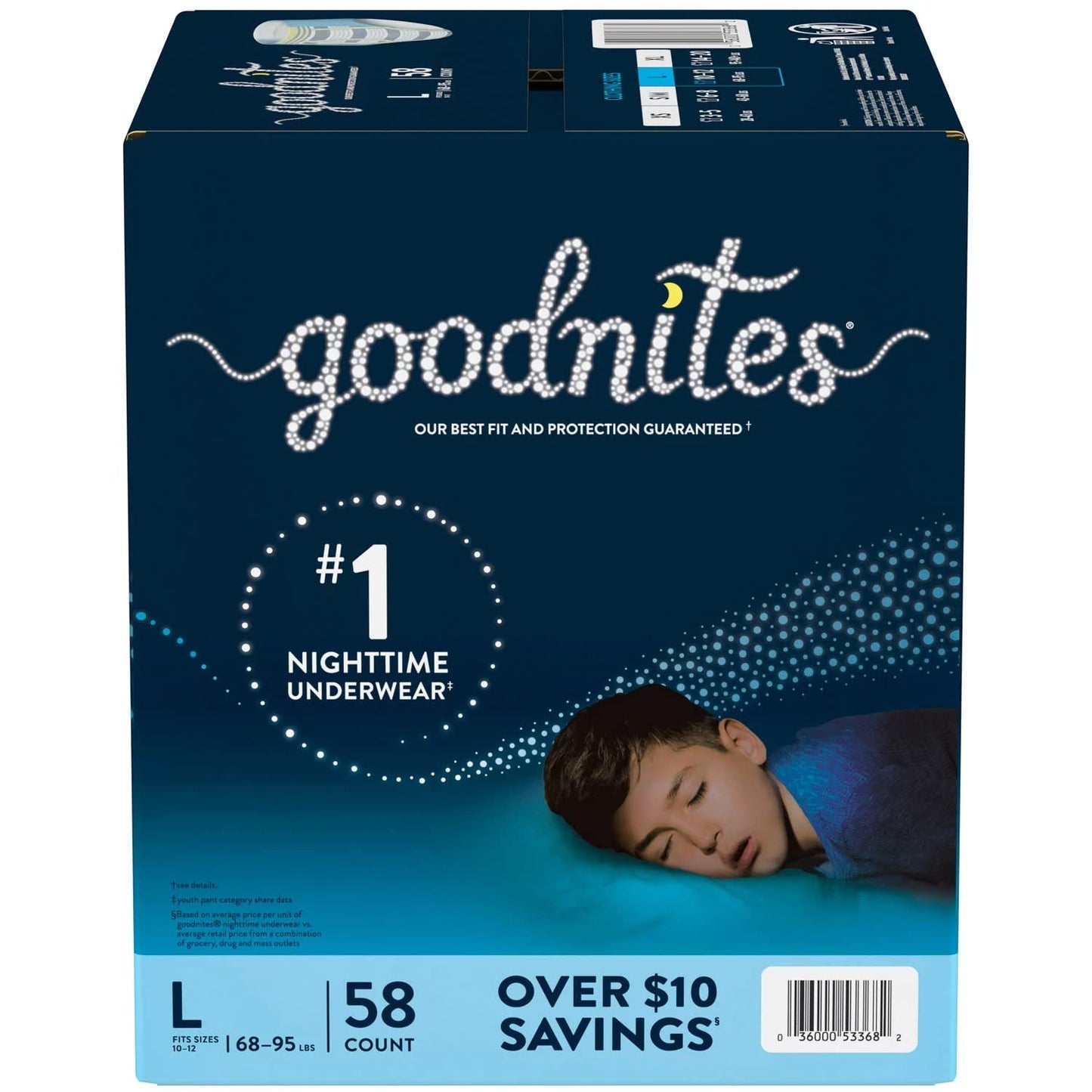 Goodnites Bedtime Underwear For Boys, Large (68-95 Pounds), 58 Count