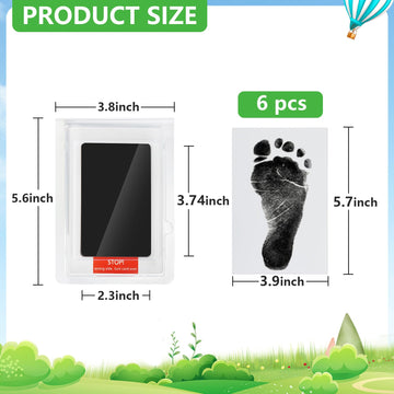 Jazb 6-Pack Baby Inkless Hand And Footprint Kit, Ink Pad Paw Print Kit For Dogs, Dog Nose Print Kit, Dog Paw Print Kit - Baby Fo