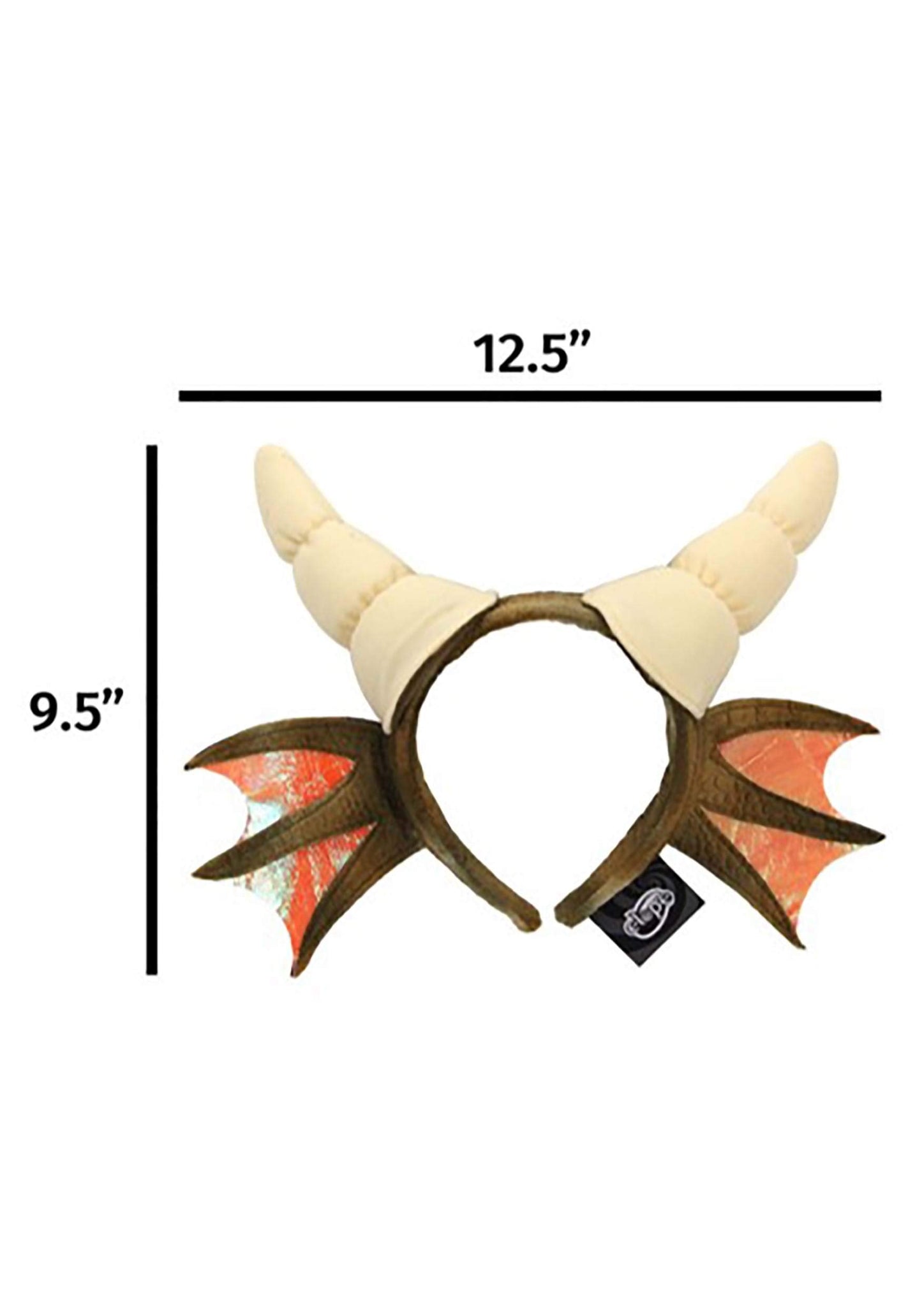 Elope Dragon Horns Costume Headband - Sculpted & Filled Horns & Iridescent Wings Sewn To Sides, Accessory