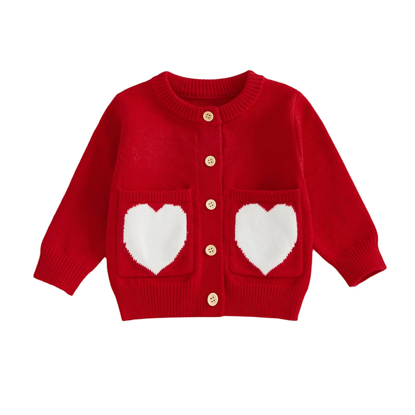 Baby Girl Cardigan Valentines Day Knit Sweater Love Heart Chunky Coat Knitwear Toddler Fall Winter Clothes (Red Heart, 2-3 Years