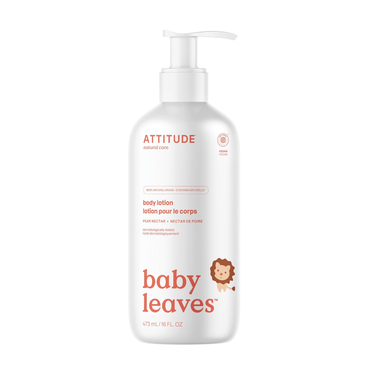 ATTITUDE Baby Lotion, EWG Verified Moisturizer, Dermatologically Tested Moisturizing Cream, Vegan and Cruelty-Free, Pear Nectar,