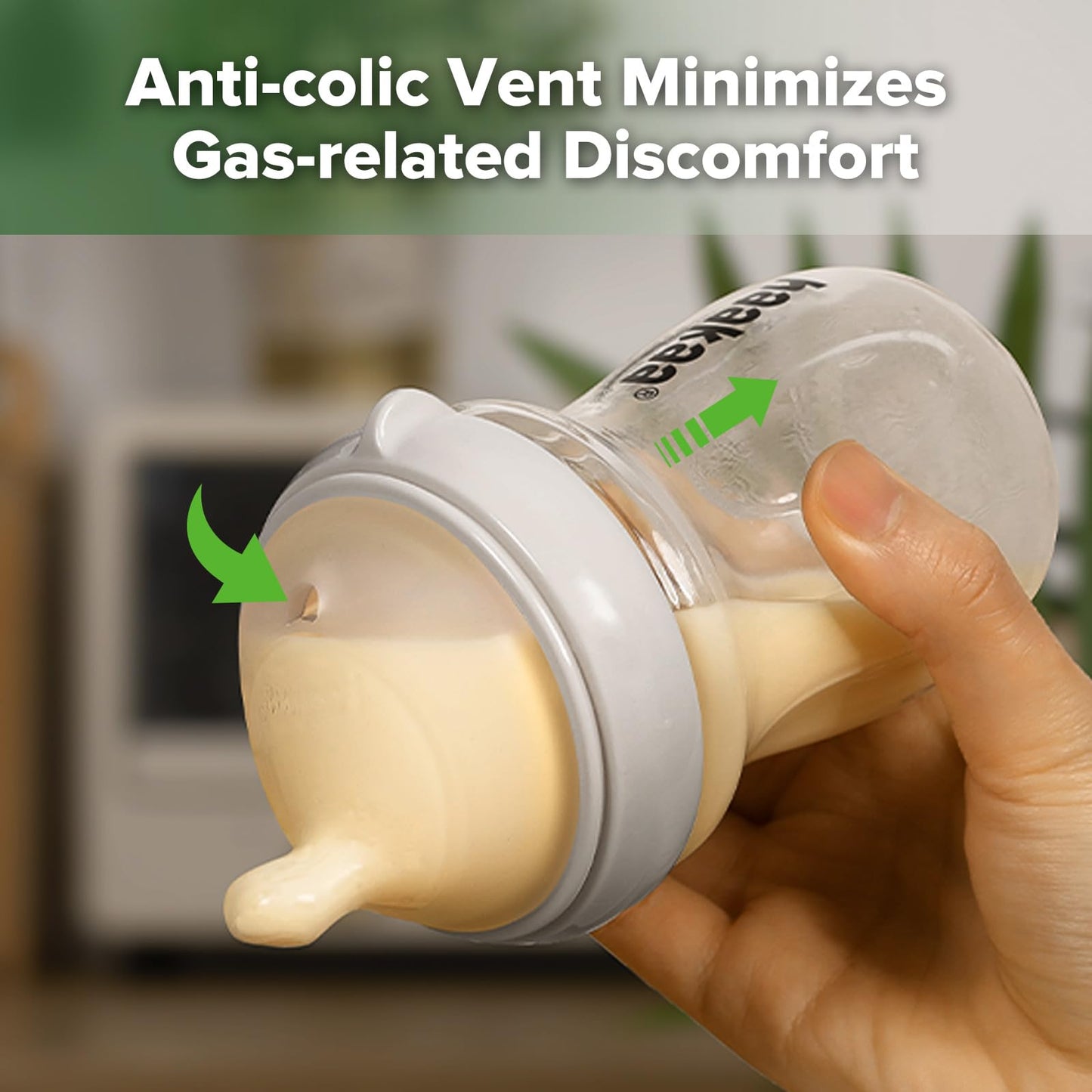 Haakaa Gen.3 Natural Glass Baby Bottle 6.3 Oz.180Ml - Wide Neck, Anti-Colic Varibale Flow Nipple For 6M+ Breastfed Babies, Newbo