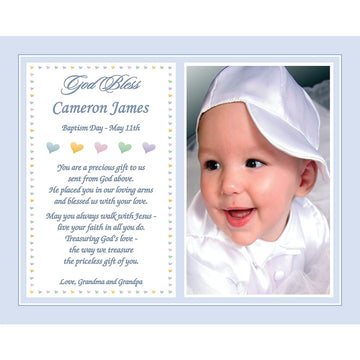 Poetry Gifts Baptism For New Baby Boy Grandson, Personalized Keepsake 8X10 Custom Print