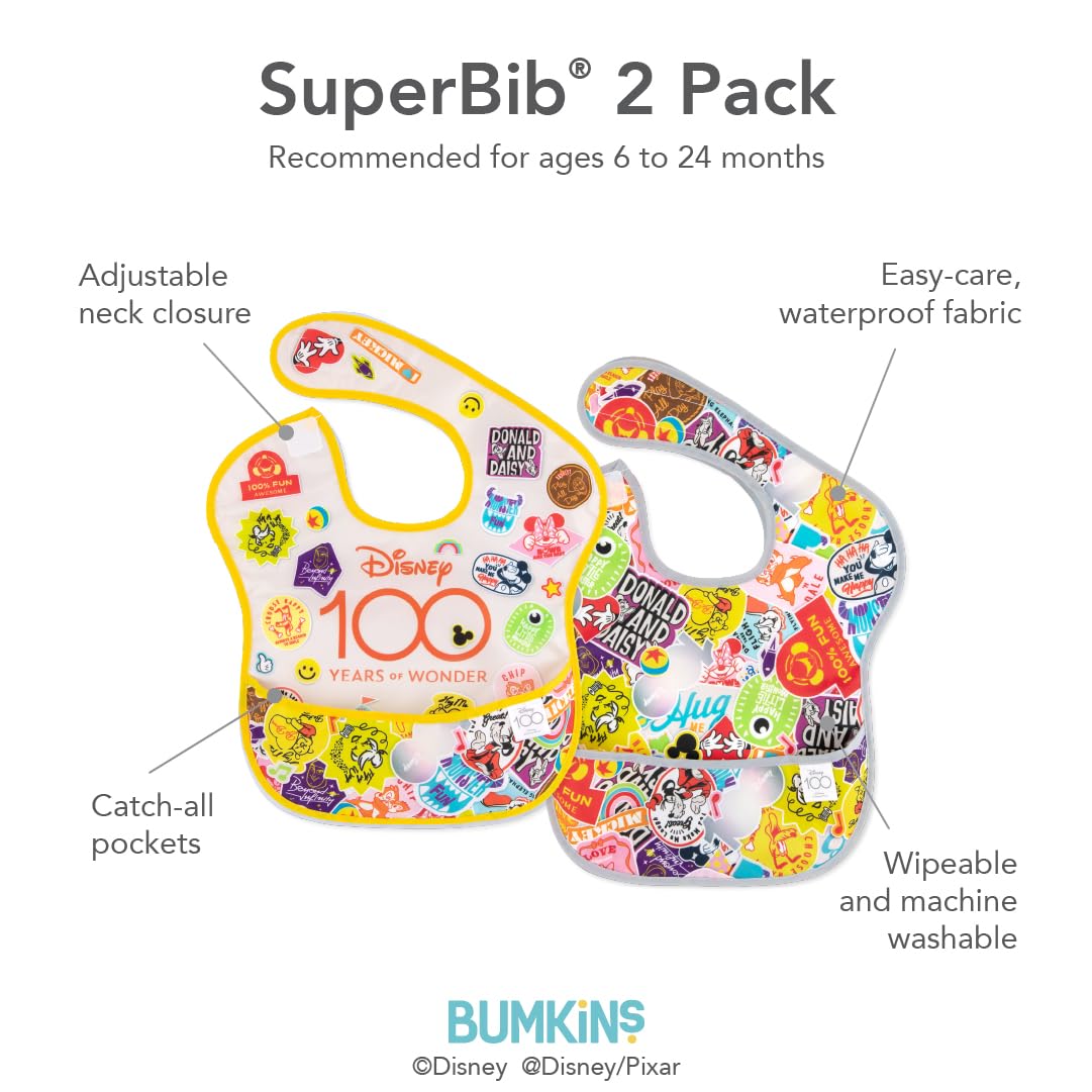 Bumkins Disney Bibs For Girl Or Boy, Superbib Baby And Toddler For 6-24 Months, Essential Must Have For Eating, Feeding, Baby Le