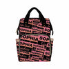 Custom Name Diaper Bag, Pink And Black Name Logo Diaper Backpack Personalized Mummy Nursing Baby Bags Fashion Shoulders Bag Casu
