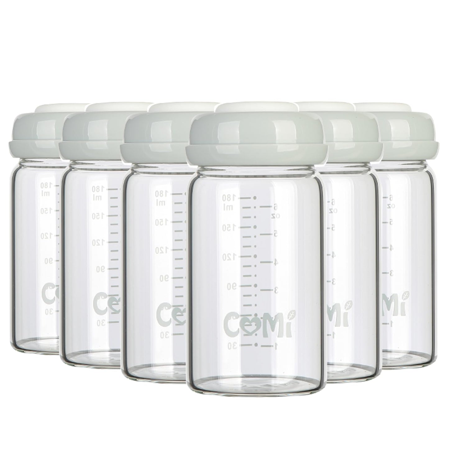 COMI Wide Neck Glass Breastmilk Collection n Storage Bottle, 6oz with Screw Ring Sealing Disk; Re-markable Sealing Disc. BPA Fre