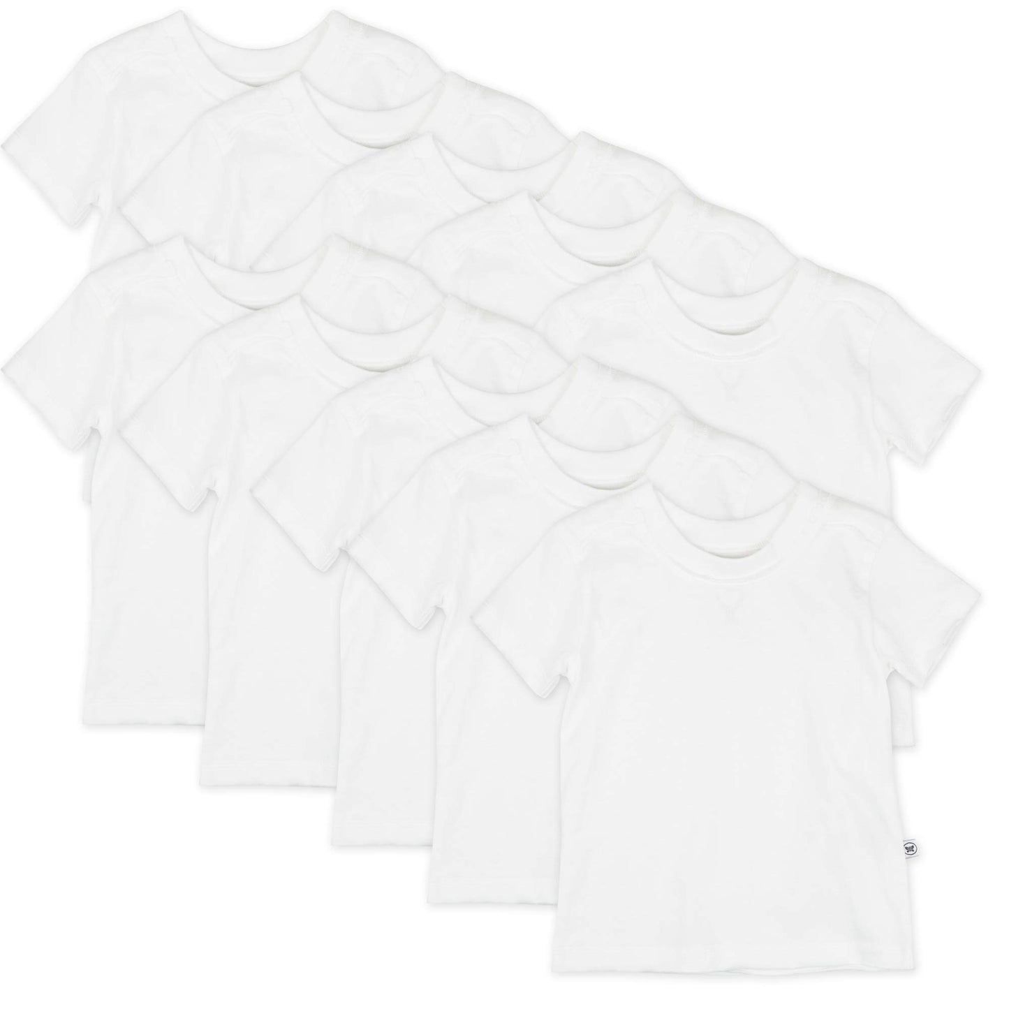 Honestbaby Organic Cotton Short Sleeve T-Shirt Multi-Packs, 10-Pack Bright White, 18 Months