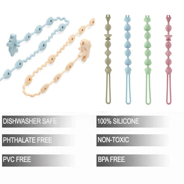 Pandaear 8 Pack Baby Toy Straps & Silicone Pacifier Clips, Dinosaur Silicone Pacifier Teether Harness Straps And Pacifier Holder