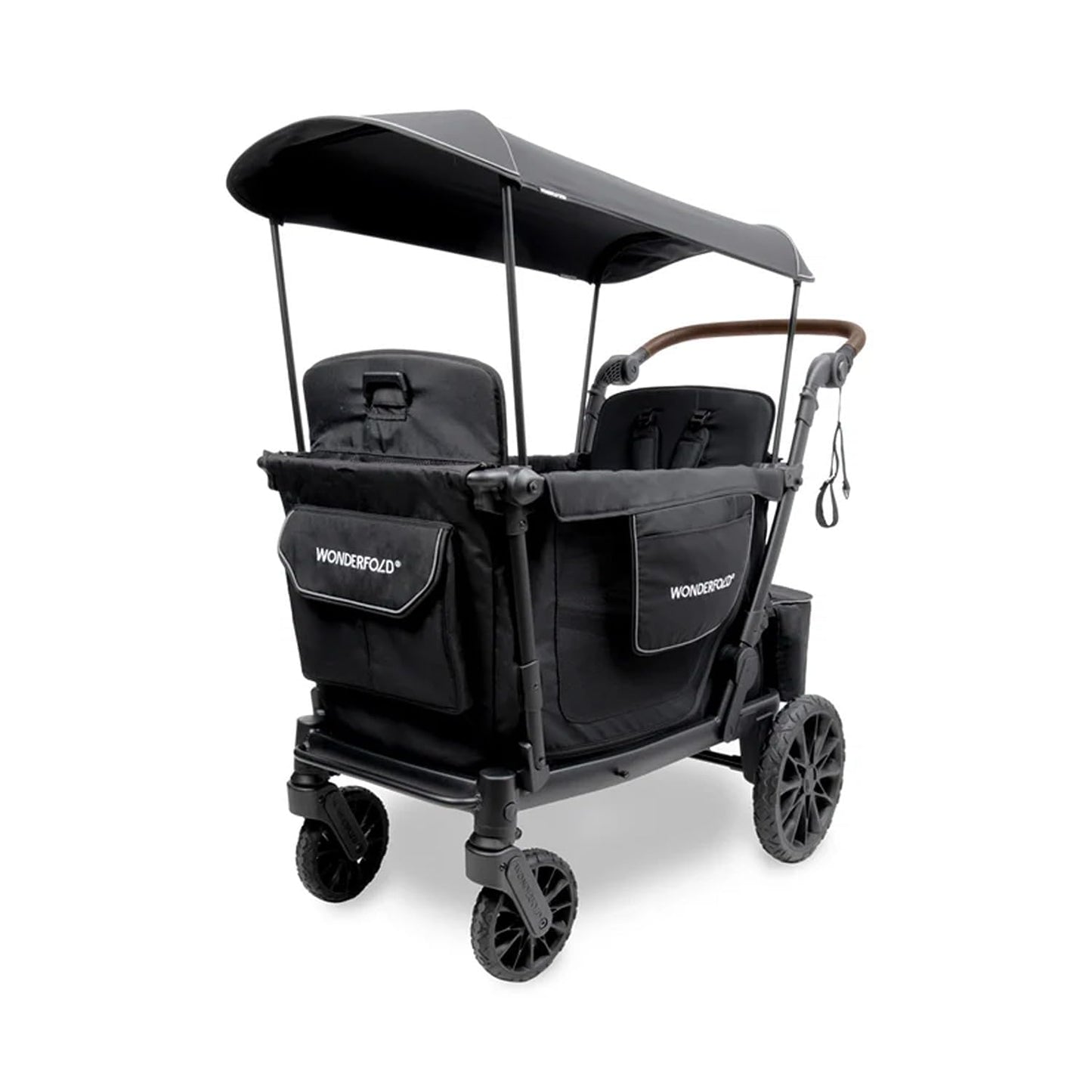 WONDERFOLD L2 Double Stroller Wagon (2 Seater) - Collapsible Wagon Stroller with Seats with 5-Point Harnesses, Side Entrance, an