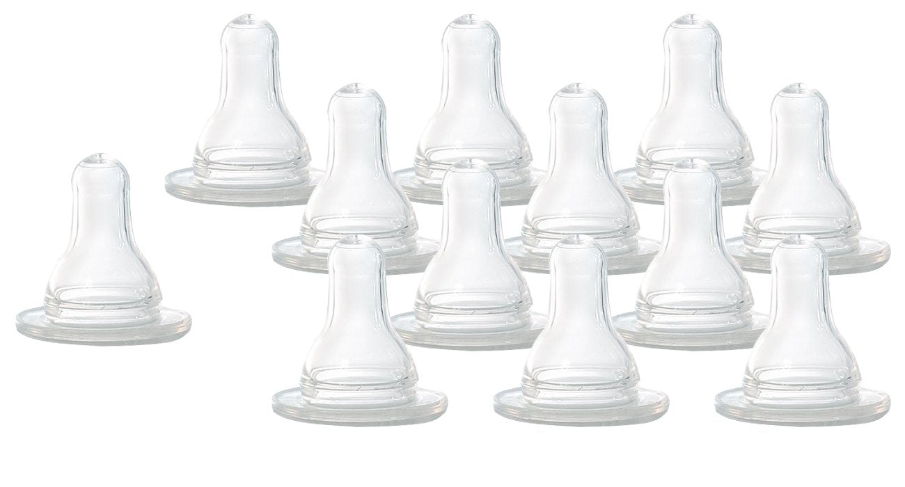 Even Flo Best For Baby 2115214 Classic Medium Flow Clear Silicone Nipples, 12Pack