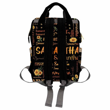 Customize Name Backpack, Personalized Orange Text Diapering Bag Backpack Nappy Baby Bags Casual Daypack Travel Shoulder Bag For
