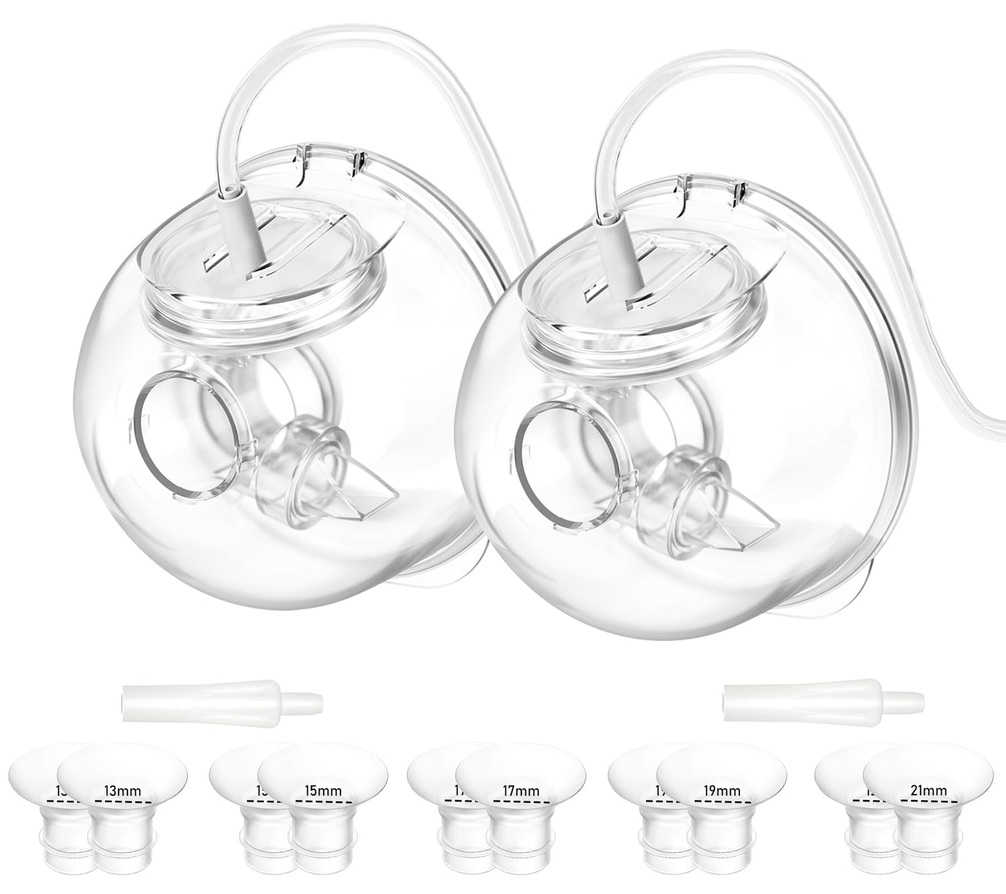 2 Pack CaraCups Wearable Milk Collection Sets and 10pcs Flange Inserts 13/15/17/19/21 * 2pc for Spectra S1 S2 9 Plus and SG, Fit