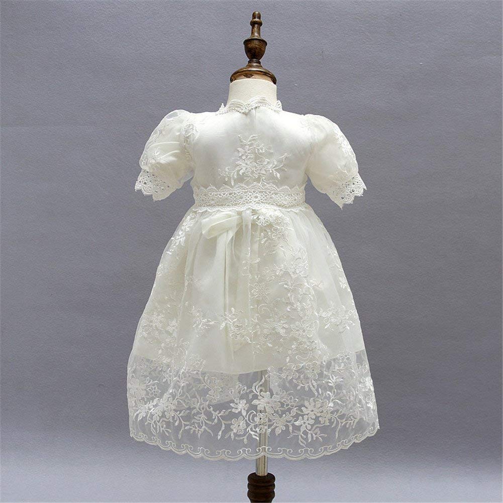 Coozy Baby Girl Christening Baptism Gowns Toddler Princess Wedding Special Occasion Dress 3Pcs Outfits (Ivory, 12M/12-15Months)