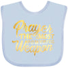 Inktastic Prayer Power Gold Baby Bib Light Blue 2Febb