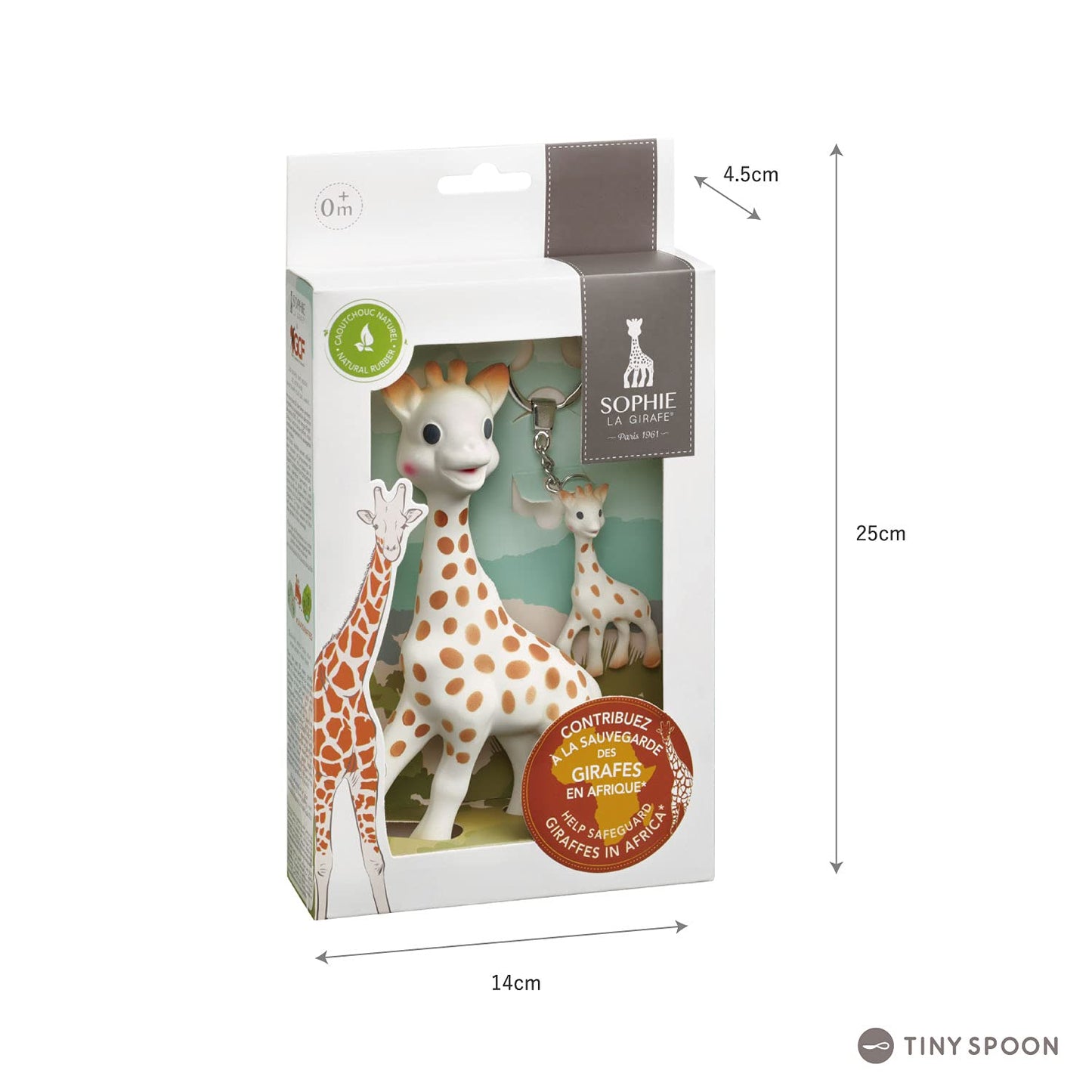 Sophie la girafe | Giraffe Conservation Foundation Set | Includes a Mini Keychain | Natural Rubber | Designed for Teething Babie