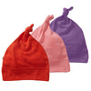 Babysoy Eco Essential 3-Piece Single Knot Beanie/Hat Set (0-6 Months, Pink)