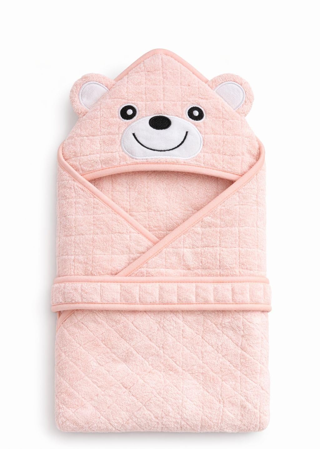 Hi mom Baby Hooded Towel, Blue, Bear Design, Soft Bath Wrap for Newborns and Infants (Pink)