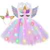 Zerostage Led Unicorn Costume Princess Dresses For Girls Halloween Birthday Christmas Party Decorations Outfits Light Up Sequin