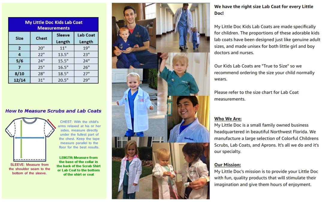 My Little Doc Kids Lab Coat Size 12/14 White