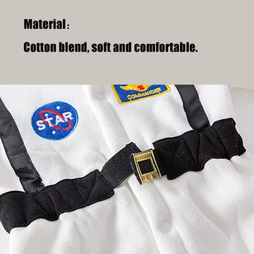 Ollull Baby Astronaut Costumes, Unisex Toddler Space Suit, Halloween Dress Up Romper Pilot Costume(White,12-18 Months)