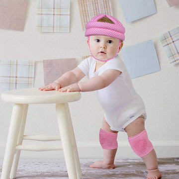 Toraso Baby Helmet & Baby Knee Pads For Crawling,Infant Helmet & Walking Baby Helmet,For Age 6-36 Months,Pink Dots(A)