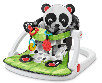 Fisher-Price Portable Baby Chair Sit-Me-Up Floor Seat With Developmental Toys And Crinkle & Squeaker Seat Pad, Panda Paws