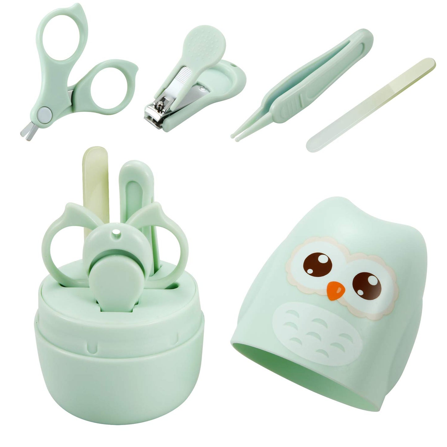 Pandaear Baby Nail Manicure Pedicure Grooming Care Kit (4 Pack)| Clippers Scissors File Tweezers | Newborn Infant Toddler Kids|1