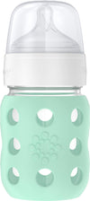 Lifefactory 8-Ounce Wide Neck Glass Baby Bottle With Protective Silicone Sleeve And Stage 2 Nipple, Mint (Lg2211Wmi4)