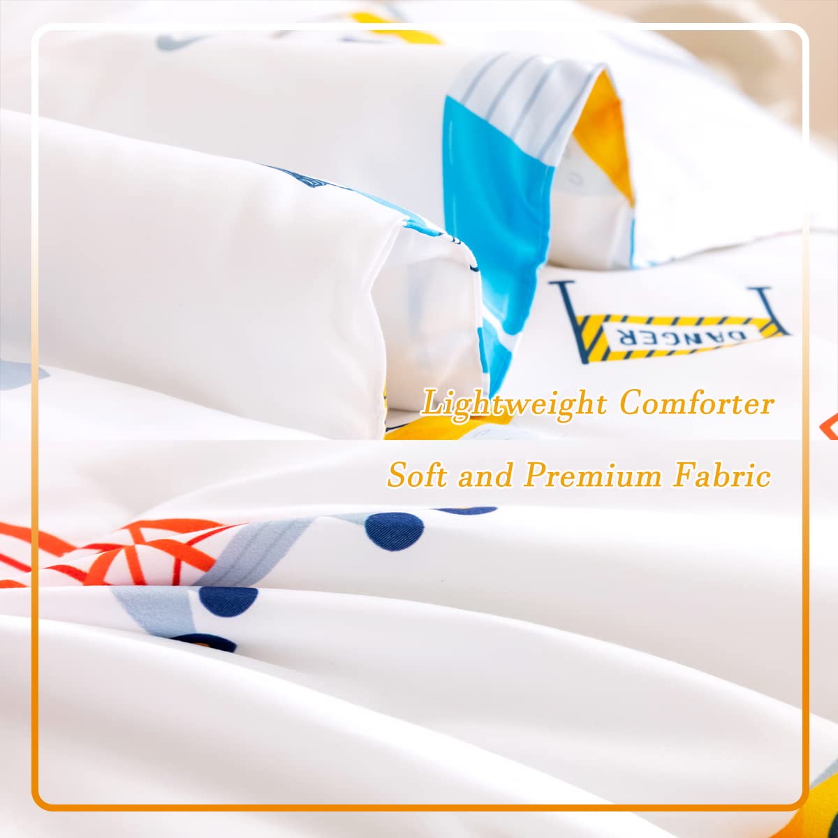 Perfemet 4 Pieces Construction Toddler Bedding Set Excavator Truck Boy Toddler Bed In A Bag Colorful Reversible Cartoon Tractors