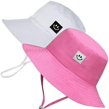 Infant Sun Hat Beach Bucket Hat For Girls 0-6 Months 2Pack