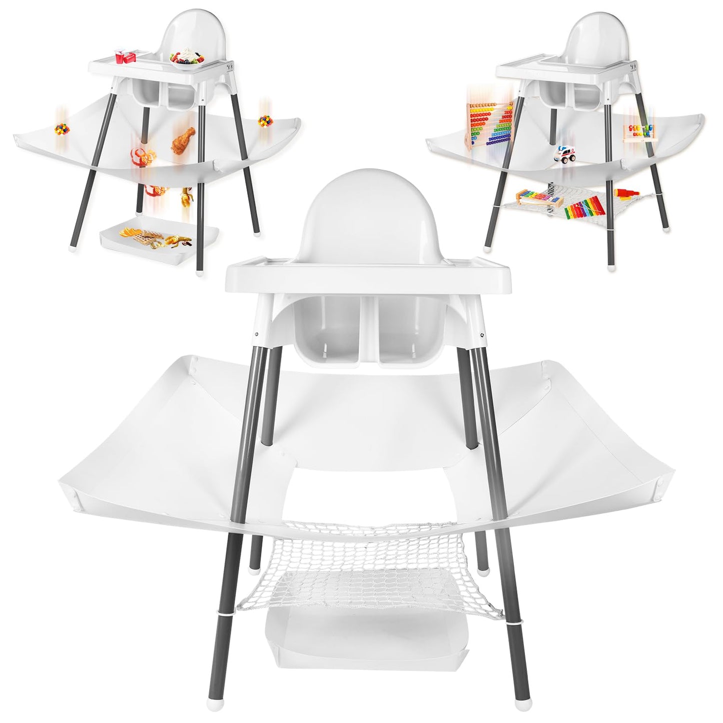 Food Catcher Compatible with IKEA Antilop Baby High Chair Also as Toy Catcher Mess Catcher - 30 inch x 30 inch Unfolded Area - N