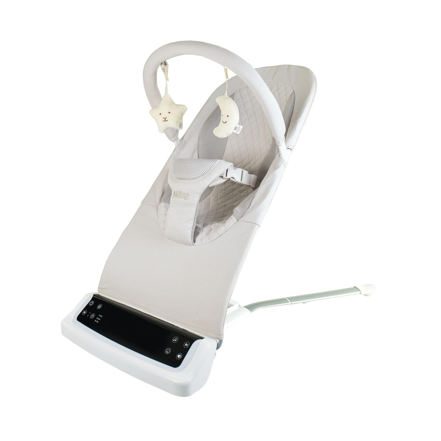 Nuby Deluxe Baby Bouncer Seat - Portable Infant Bouncer with Music, Fun Sounds, and Soothing Vibrations - Digital Display - 0-6