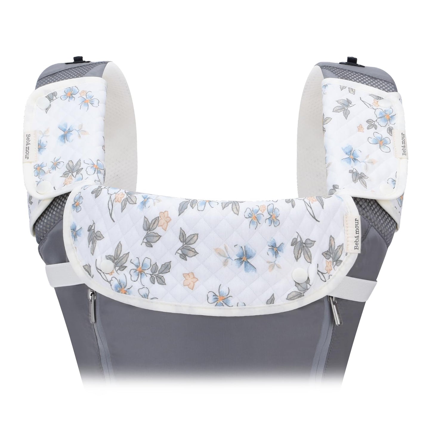 Bebamour Drool And Teething Reversible Cotton Pad For All Carry Positions Baby Carrier White Drool Bib For Boys & Girls(Flower)