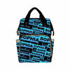 Personalized Name Diaper Backpack, Custom Blue & Black Name Diaper Bag Mummy Nursing Baby Bag Casual Travel Daypack Bag Fashion