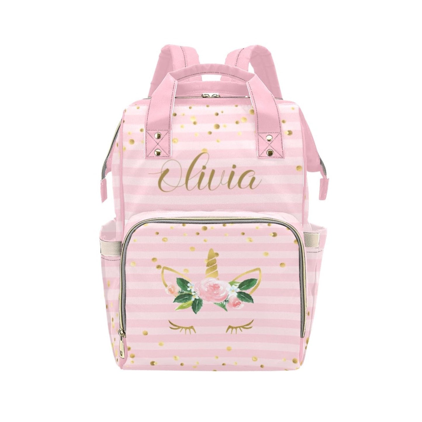 Personalized Baby Diaper Bag Backpack for Women, Custom Name Nursing Mommy Daypack, Diaper Bag for Girls Boys, New Mom Gifts (Un