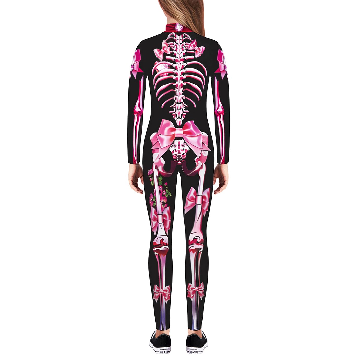 Remimi Girls Skeleton Skin Costume Zipper Halloween Bone Skull Jumpsuit Onesies Pink 9-10 Years