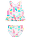 Rufflebutts Girls Ice Cream Social Peplum Tankini - 2T