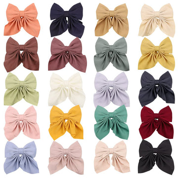 Alinmo 20Pcs 5' Fable Girls Hair Bows Satin Ribbon Hair Bows Clips Large Bows Alligator Clips Hair Barrettes Hair Accessories F